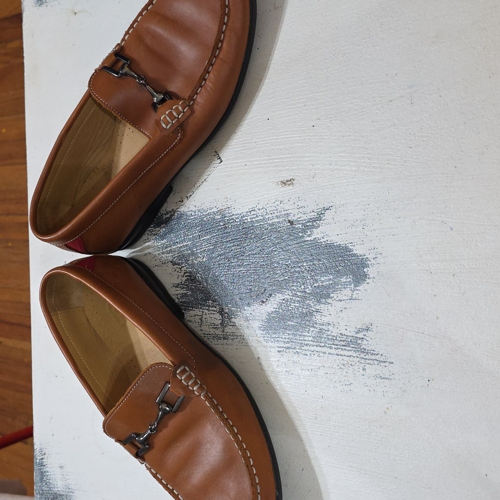 Foot Joy Men's Brown Faux? Leather Loafers Bridle Bit Accent Sz 9 GUC - Picture 10 of 14